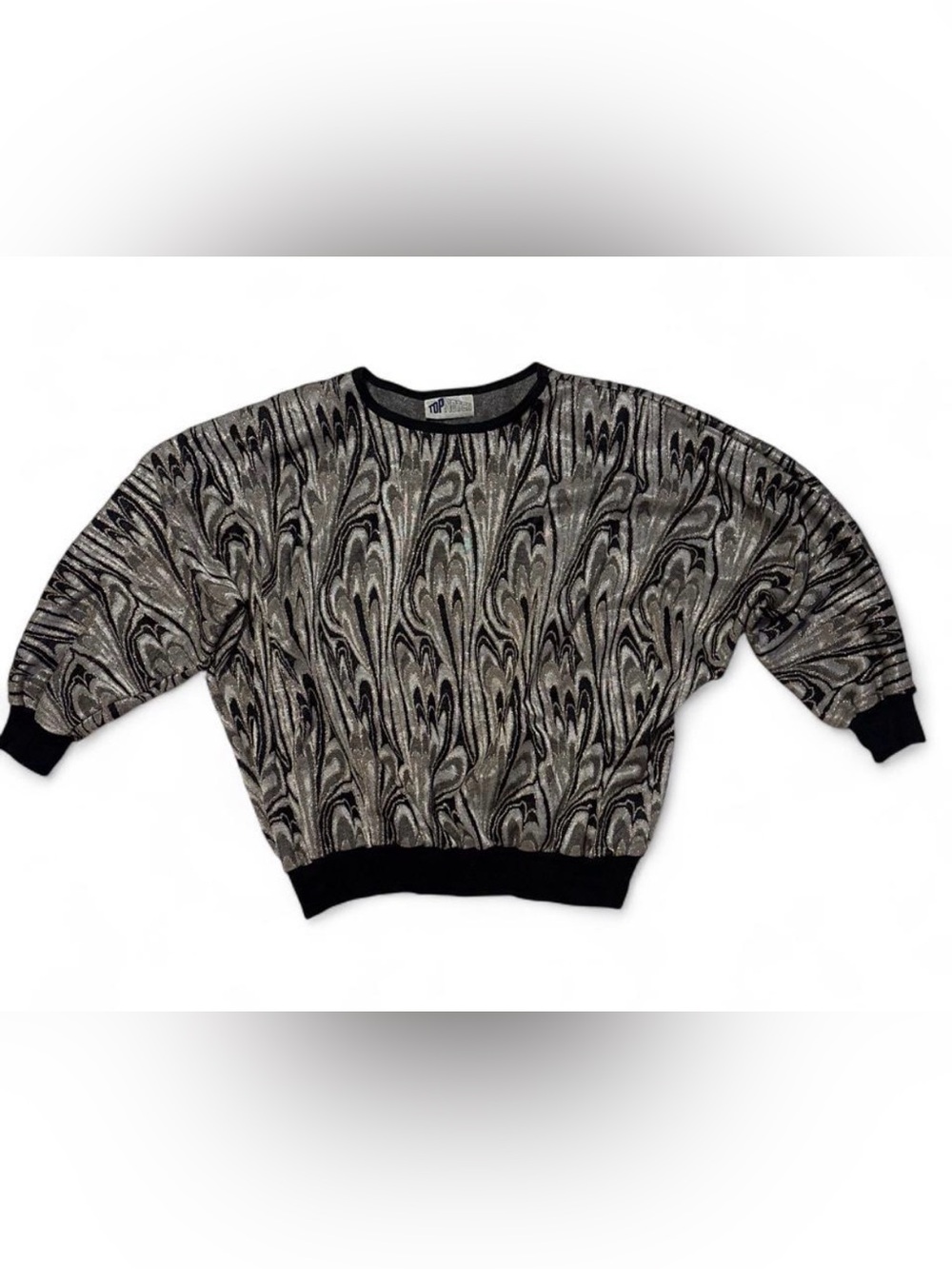 TopNotch Black & Metallic Short Sleeve Top